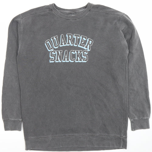 Quartersnacks Mens Grey Crew Neck Pullover Sweatshirt Size L