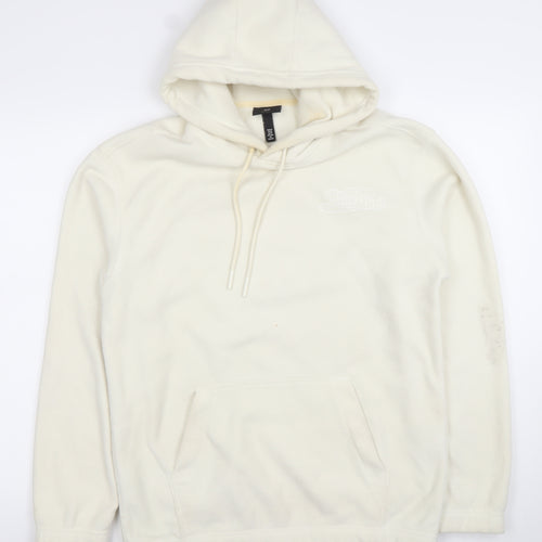 H&M Men’s Ivory Fleece Pullover Hoodie XS Relaxed Fit