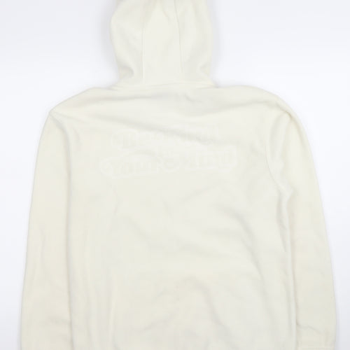 H&M Men’s Ivory Fleece Pullover Hoodie XS Relaxed Fit