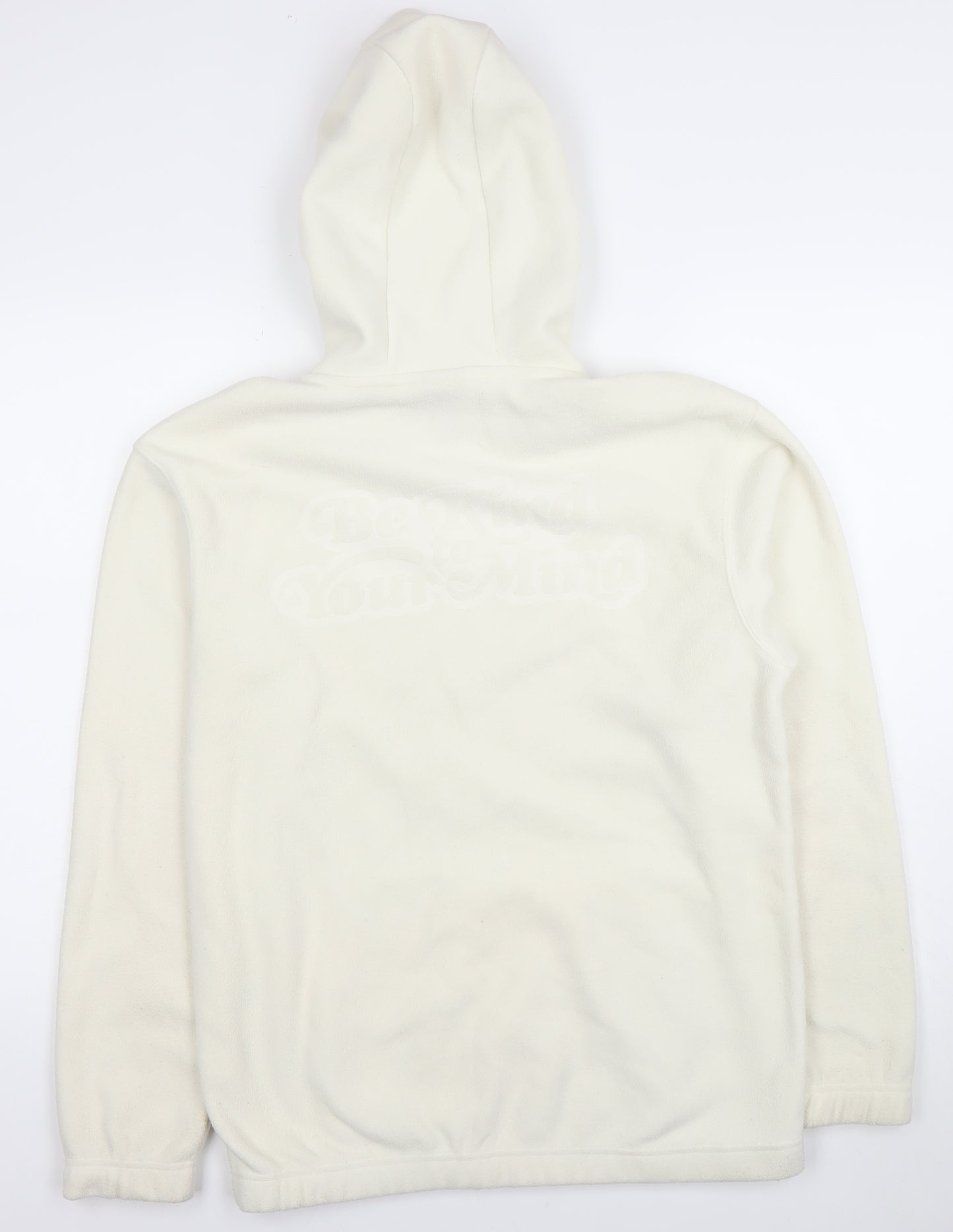 H&M Men’s Ivory Fleece Pullover Hoodie XS Relaxed Fit