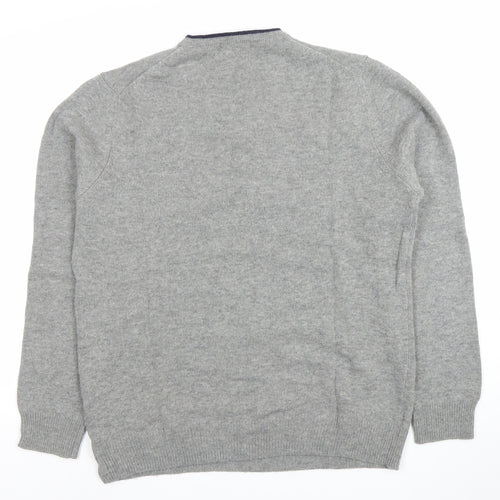 John Partidge Men’s Grey V-Neck Lambswool Jumper XL