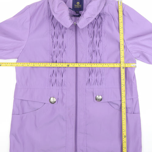 TAGG Womens Purple Mid-Length Rain Jacket Size 16