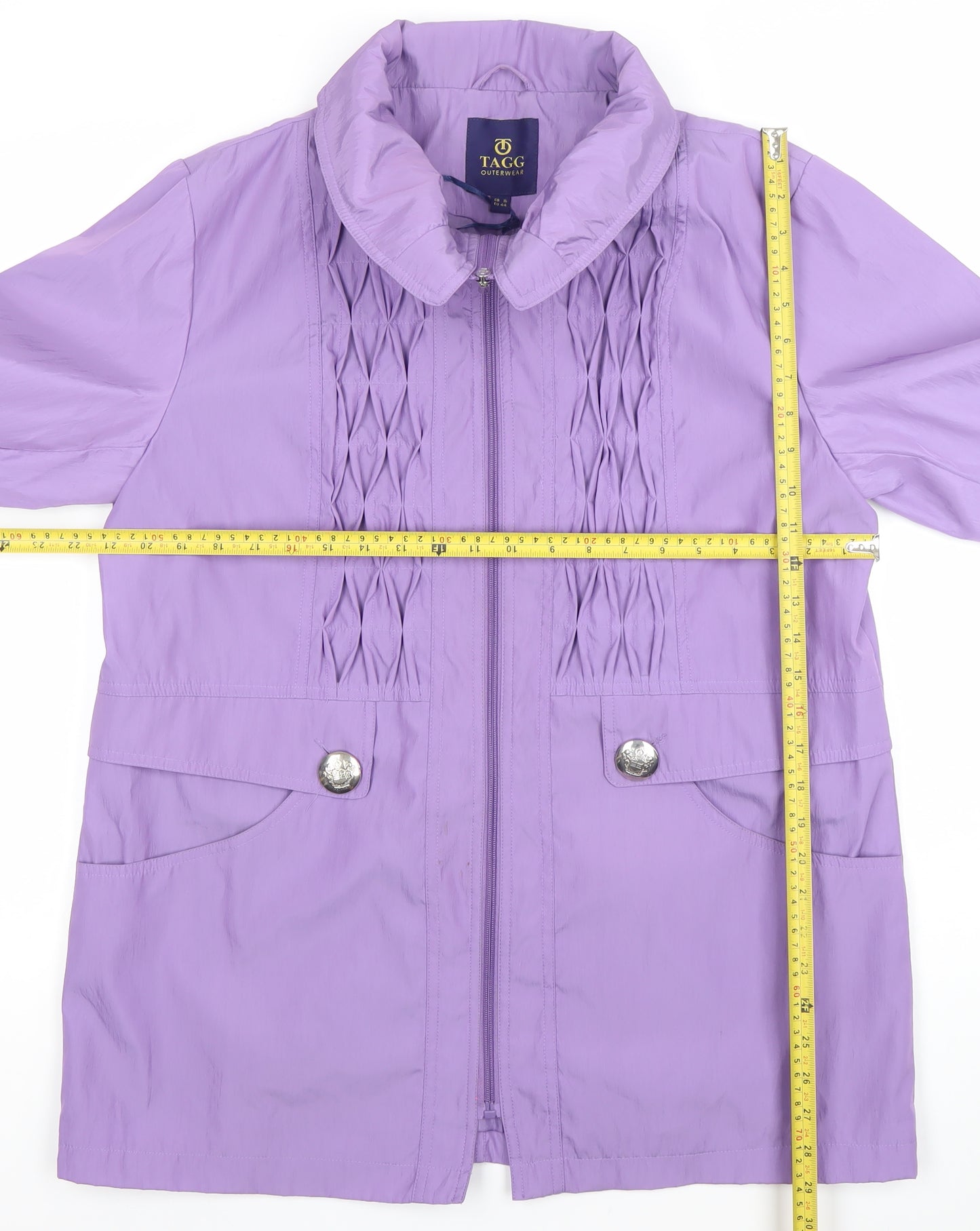 TAGG Womens Purple Mid-Length Rain Jacket Size 16