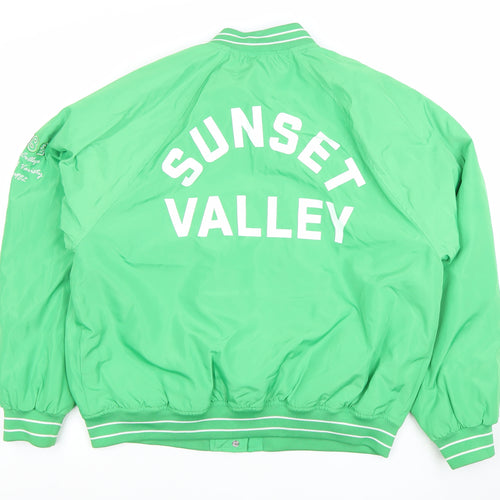 H&M Divided Women Green Varsity Bomber Jacket Size M Sunset Valley