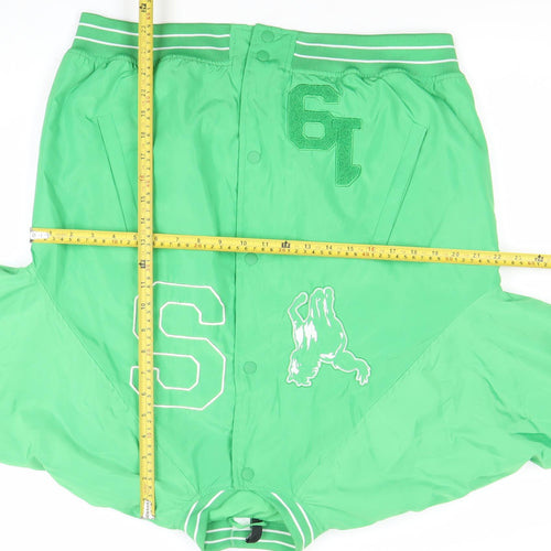H&M Divided Women Green Varsity Bomber Jacket Size M Sunset Valley