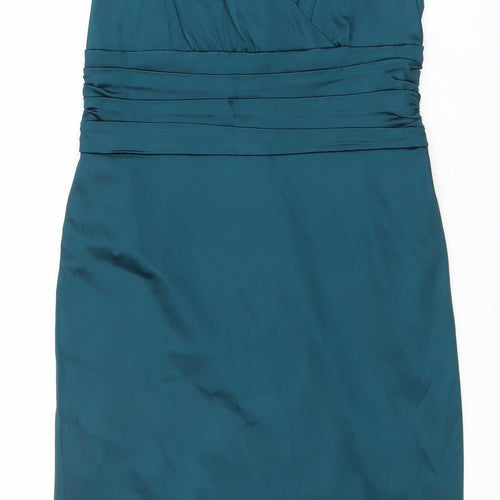 Ivywear Women Blue Satin Bodycon Knee Length Dress Size 12