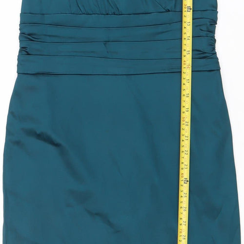 Ivywear Women Blue Satin Bodycon Knee Length Dress Size 12