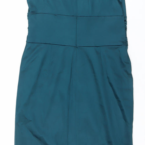 Ivywear Women Blue Satin Bodycon Knee Length Dress Size 12