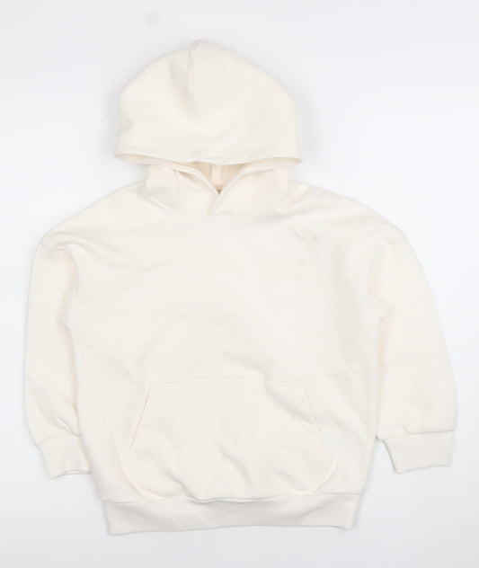 Marks and Spencer Girls Ivory Pullover Hoodie 6-7 Years Cotton Blend