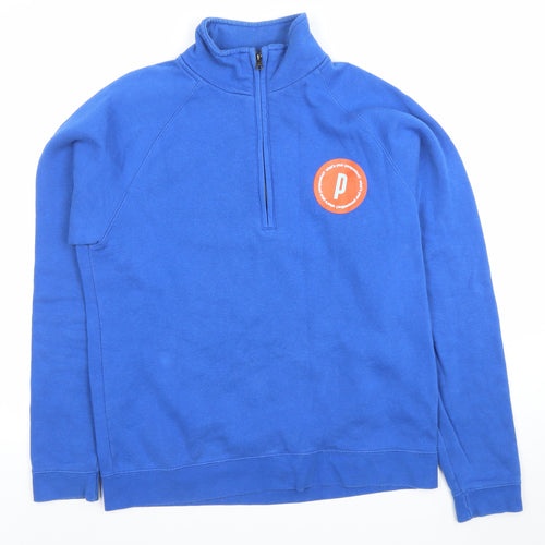 Fruit of the Loom Men's Blue 1/4 Zip Sweatshirt M Regular Fit