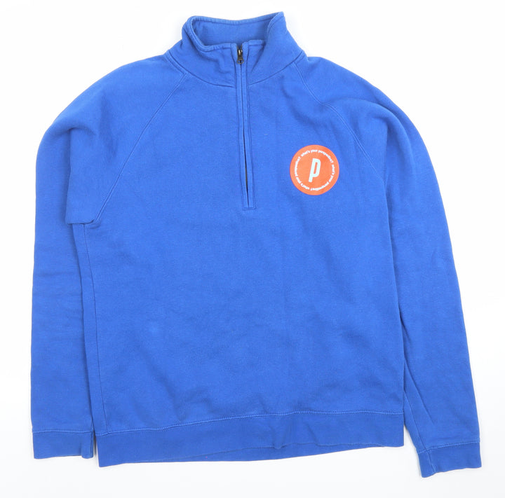 Fruit of the Loom Men's Blue 1/4 Zip Sweatshirt M Regular Fit