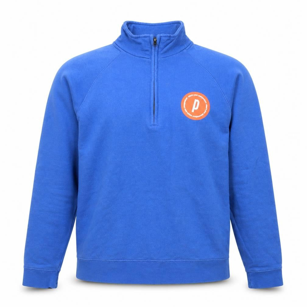 Front view of Fruit of the Loom Men's Blue 1/4 Zip Sweatshirt M Regular Fit
