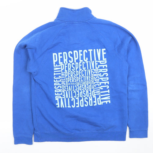 Fruit of the Loom Men's Blue 1/4 Zip Sweatshirt M Regular Fit