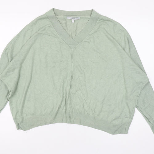 Next Women's Green V-Neck Relaxed Fit Knit Jumper Size 14