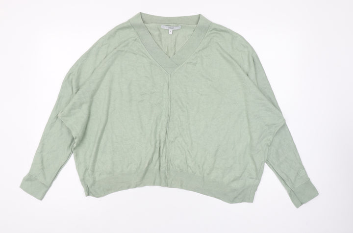 Next Women's Green V-Neck Relaxed Fit Knit Jumper Size 14