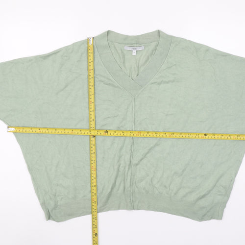 Next Women's Green V-Neck Relaxed Fit Knit Jumper Size 14