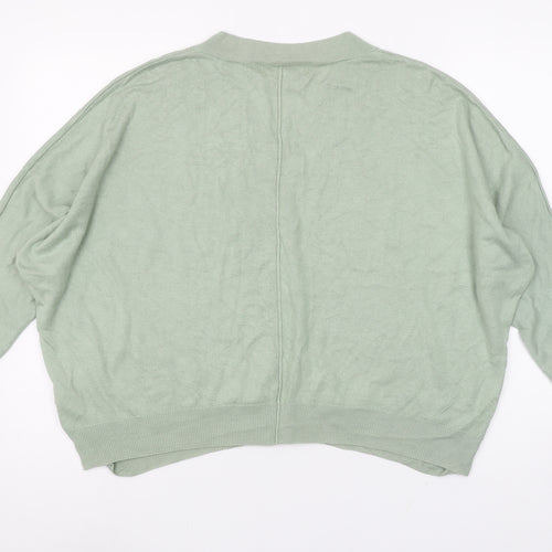 Next Women's Green V-Neck Relaxed Fit Knit Jumper Size 14