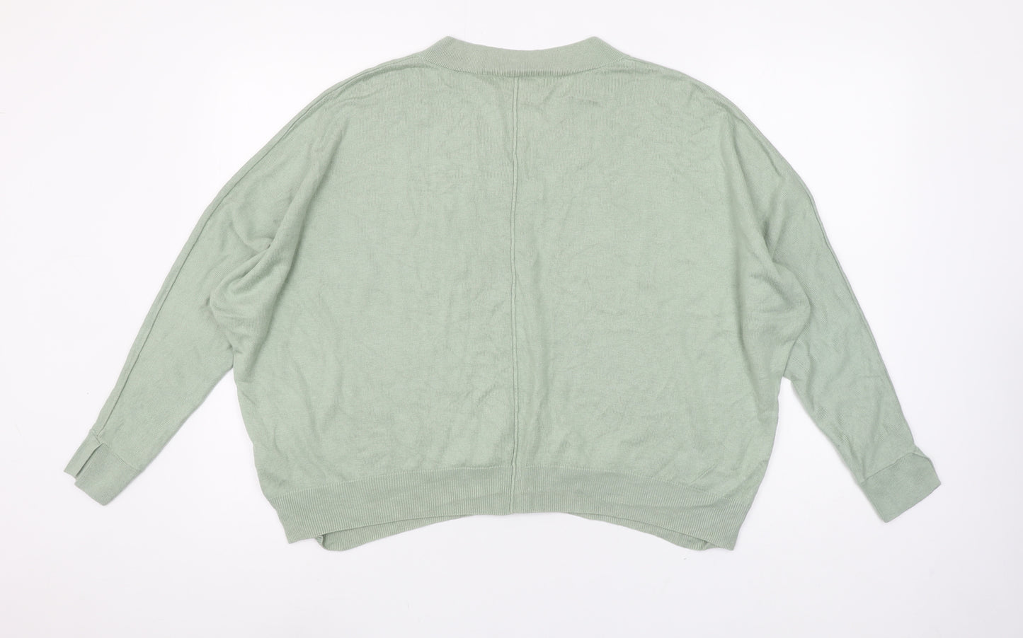 Next Women's Green V-Neck Relaxed Fit Knit Jumper Size 14