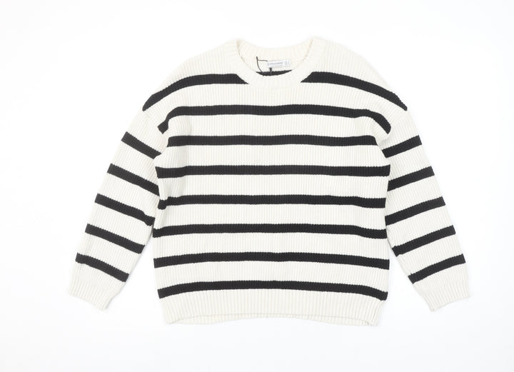 Stradivarius Womens Ivory Black Stripe Knit Jumper Size S
