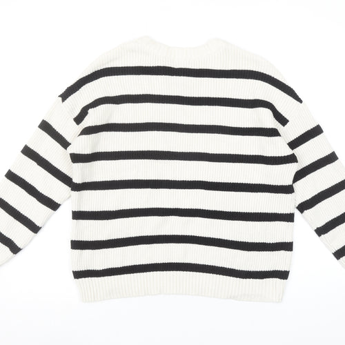 Stradivarius Womens Ivory Black Stripe Knit Jumper Size S