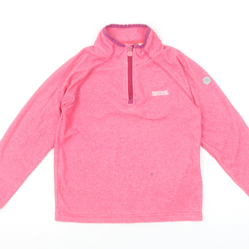Regatta Girls Pink Fleece 1/2 Zip Sweatshirt 9-10 Years Outdoor Pullover