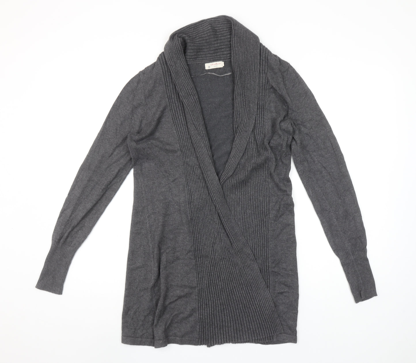 Jackpot Daily Women Grey Knit Cardigan Small Long Sleeve Wrap Style