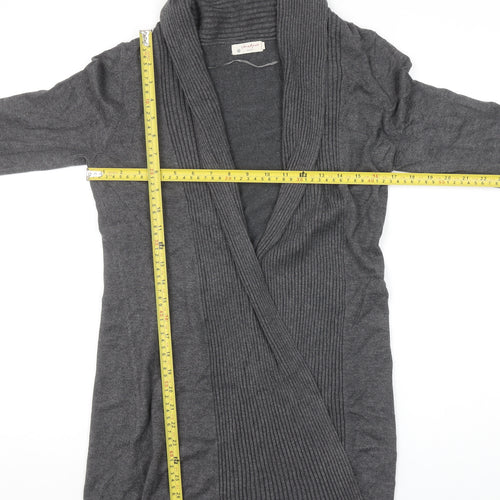 Jackpot Daily Women Grey Knit Cardigan Small Long Sleeve Wrap Style