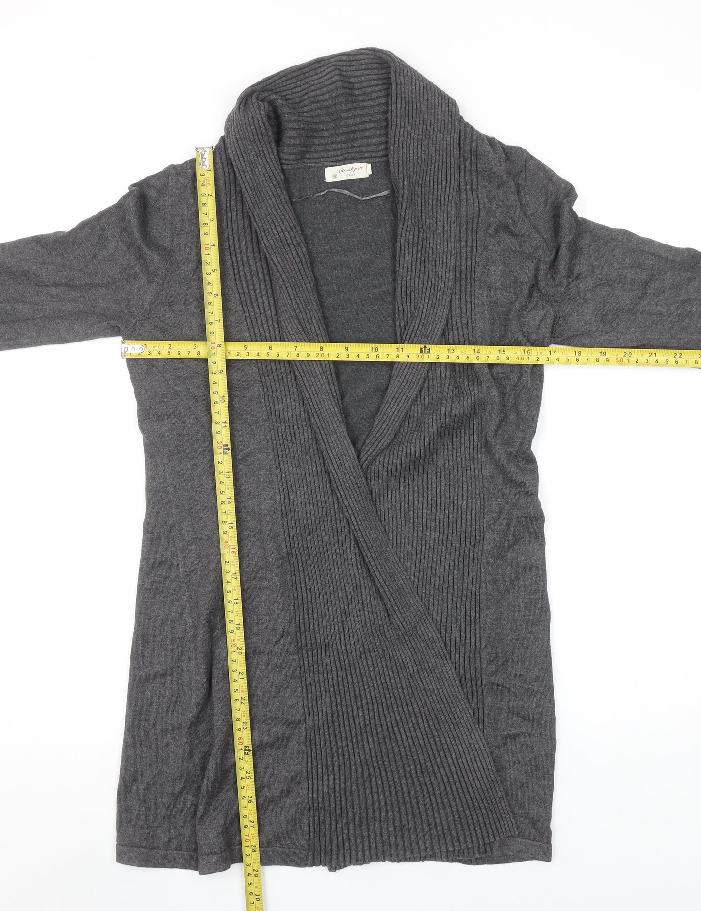 Jackpot Daily Women Grey Knit Cardigan Small Long Sleeve Wrap Style