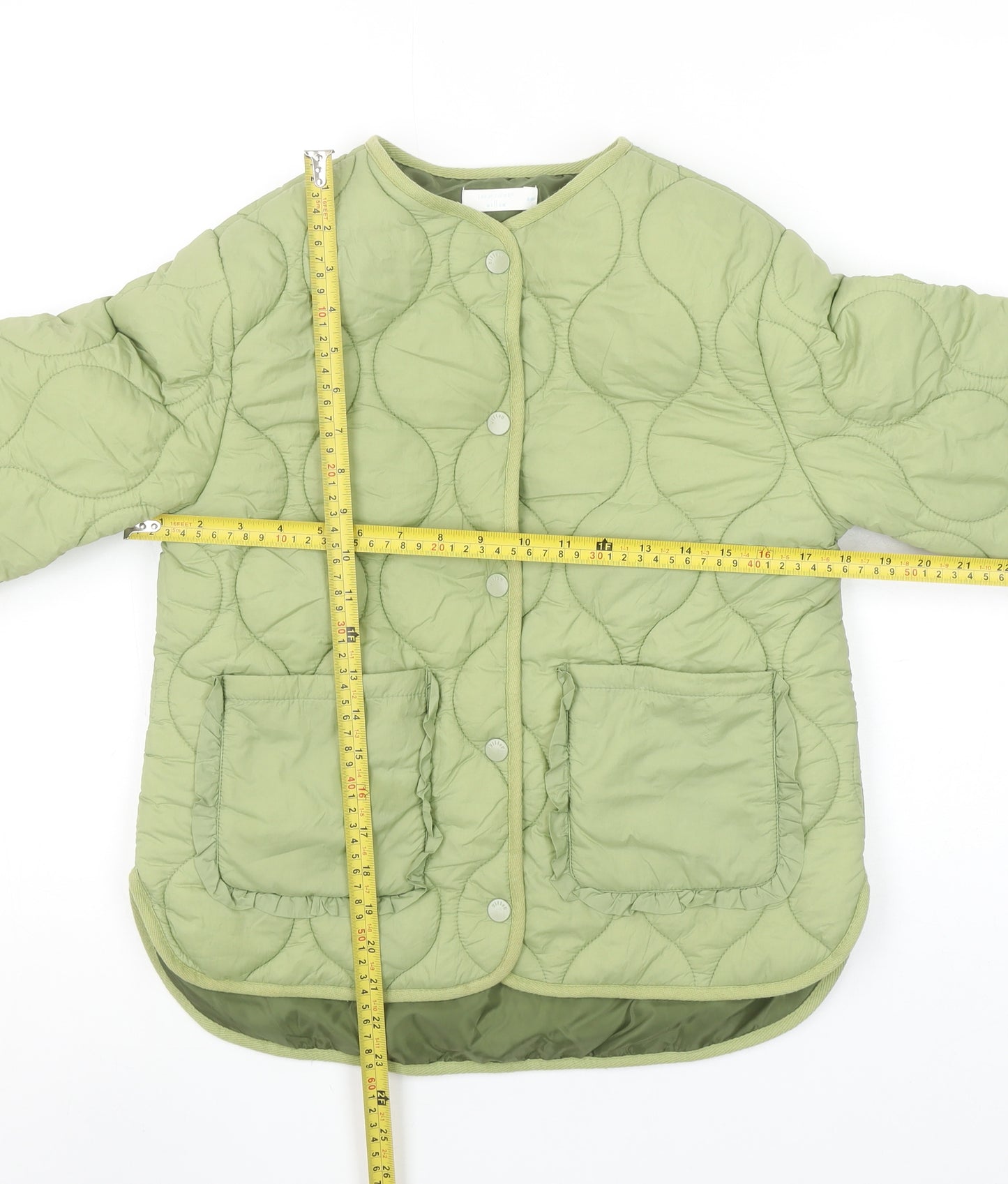 Leigh Tucker Willow Girls Green Quilted Ruffle Jacket 8-9 Years