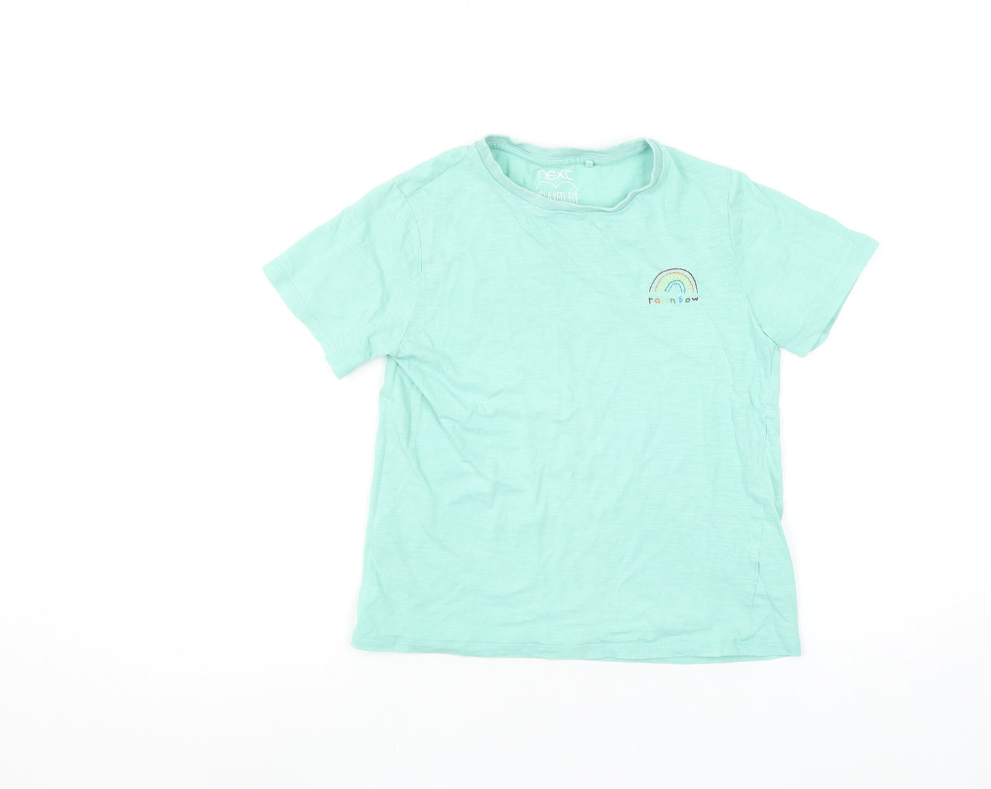 Next Girls 9 Years Green Rainbow Embroidered Cotton Short Sleeve T-Shirt