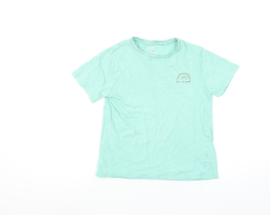 Next Girls 9 Years Green Rainbow Embroidered Cotton Short Sleeve T-Shirt