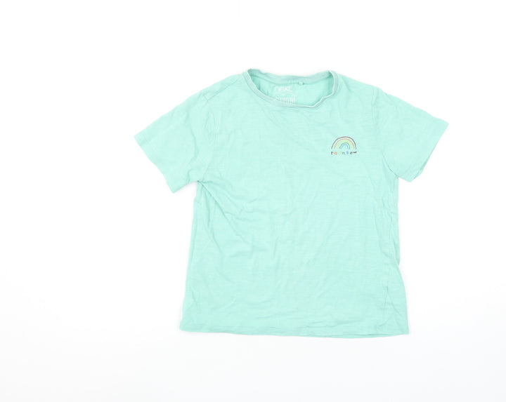 Next Girls 9 Years Green Rainbow Embroidered Cotton Short Sleeve T-Shirt