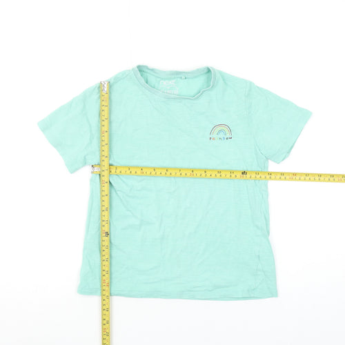 Next Girls 9 Years Green Rainbow Embroidered Cotton Short Sleeve T-Shirt