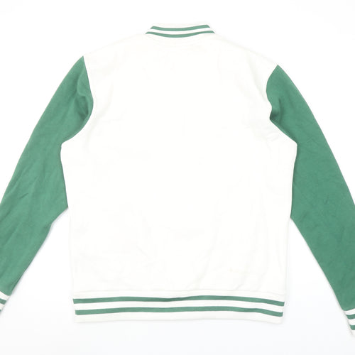 Primark Men’s White Green Varsity Sweatshirt Medium College Style