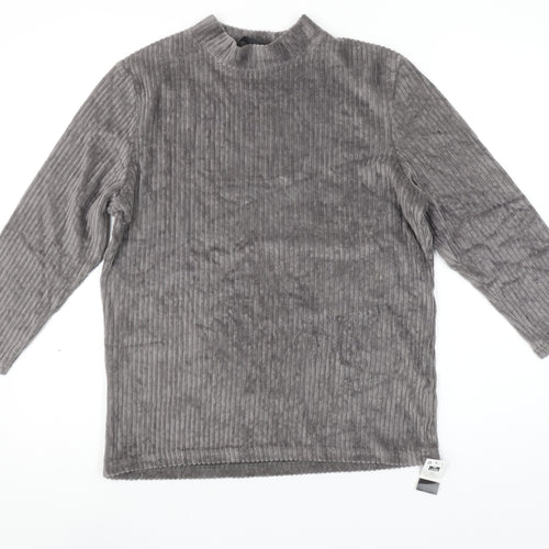 Dunnes Stores Women’s Grey Mock Neck 3/4 Sleeve Velvet Top Size L