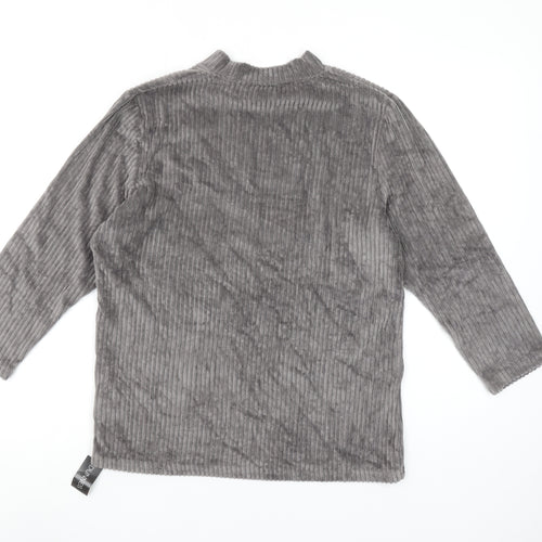 Dunnes Stores Women’s Grey Mock Neck 3/4 Sleeve Velvet Top Size L