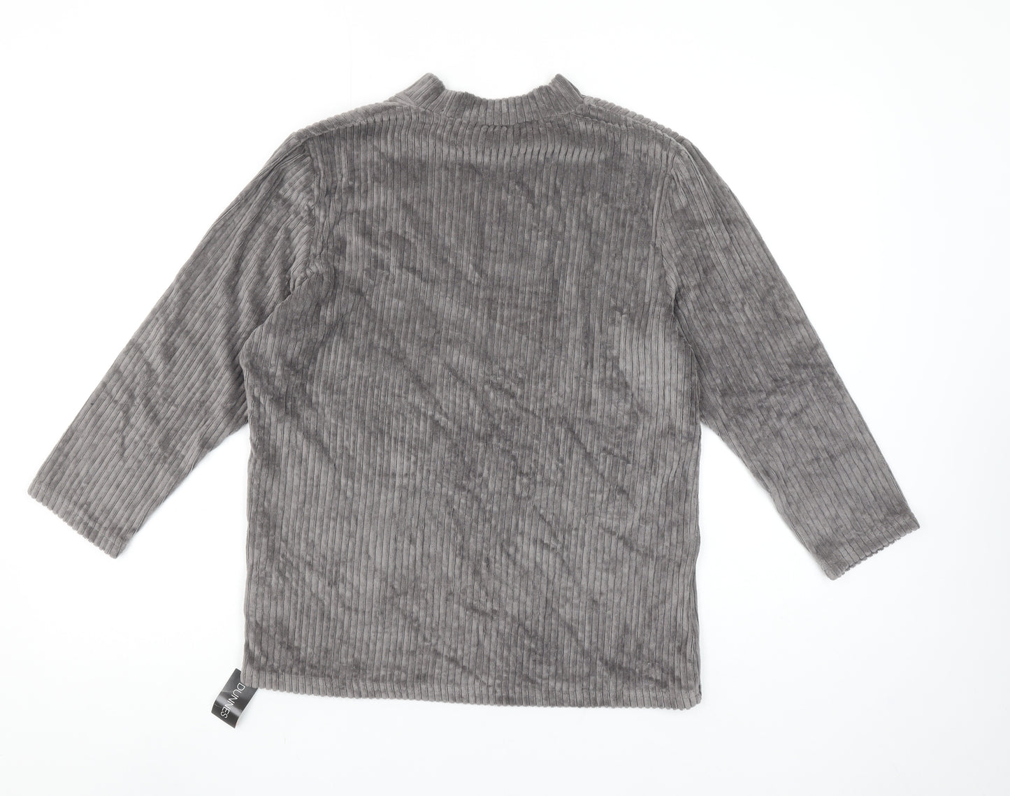 Dunnes Stores Women’s Grey Mock Neck 3/4 Sleeve Velvet Top Size L
