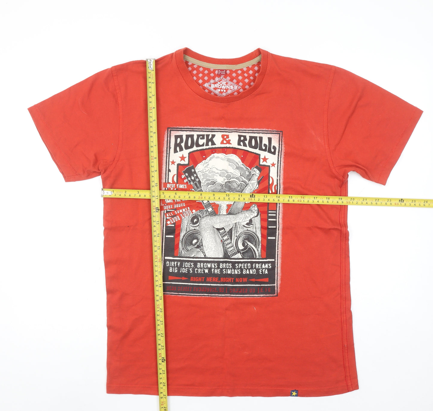 Joe Browns Men's Red Rock & Roll Graphic Cotton T-Shirt Size M