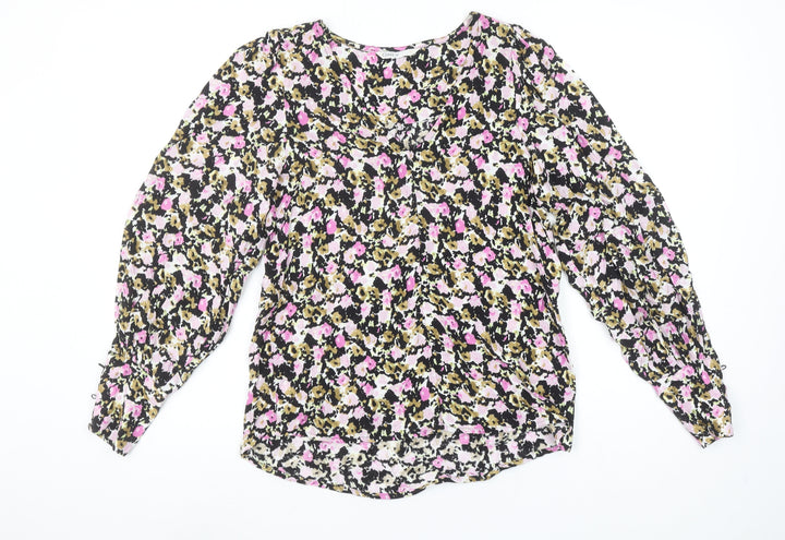 ONLY Womens Multicoloured Floral Viscose V-Neck Blouse M