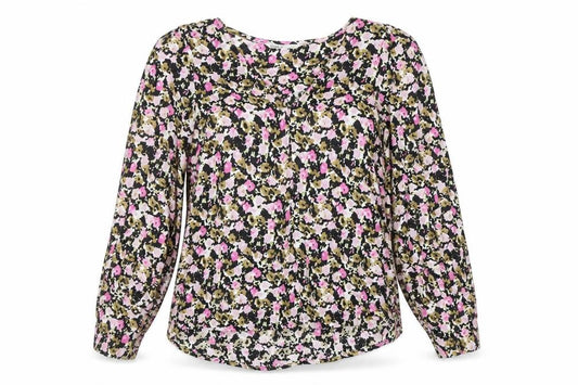 Front view of Only women’s multicoloured floral viscose v-neck blouse m