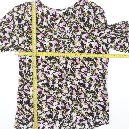 ONLY Womens Multicoloured Floral Viscose V-Neck Blouse M