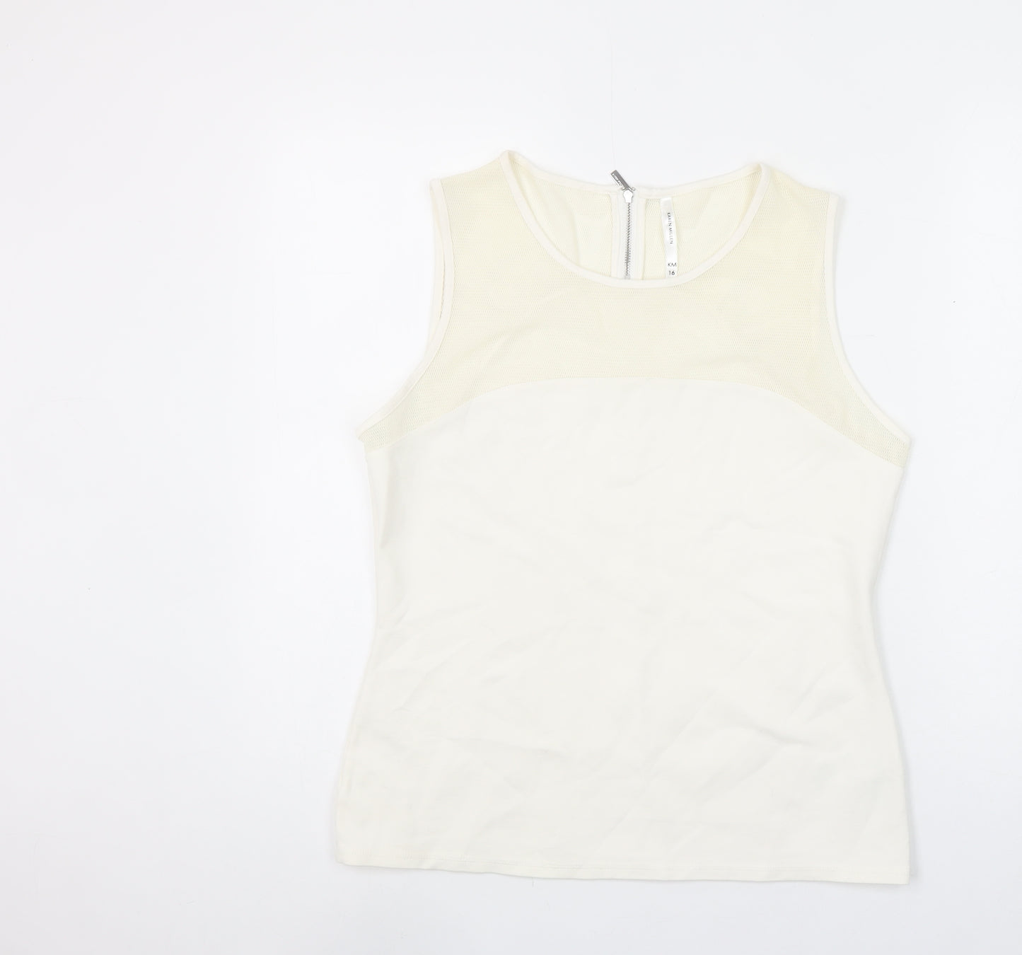 Karen Millen Women's Ivory Sleeveless Crew Neck Top Size 16