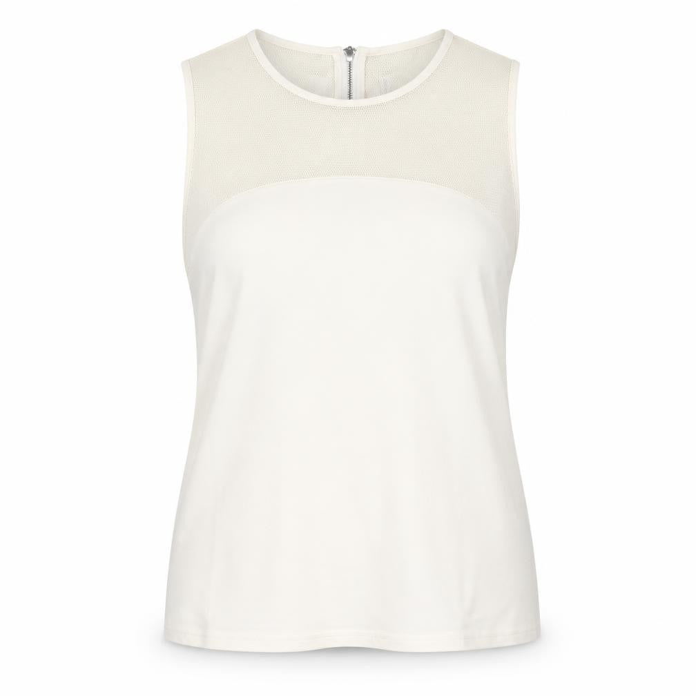 Karen Millen Women's Ivory Sleeveless Crew Neck Top Size 16