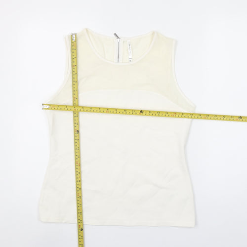 Karen Millen Women's Ivory Sleeveless Crew Neck Top Size 16