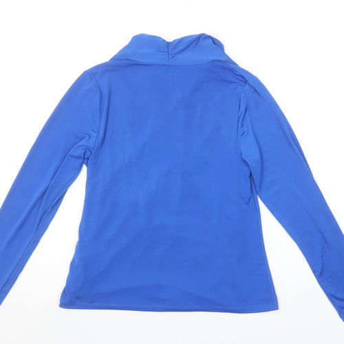 Gallery Women's Blue Wrap Long Sleeve Blouse UK M