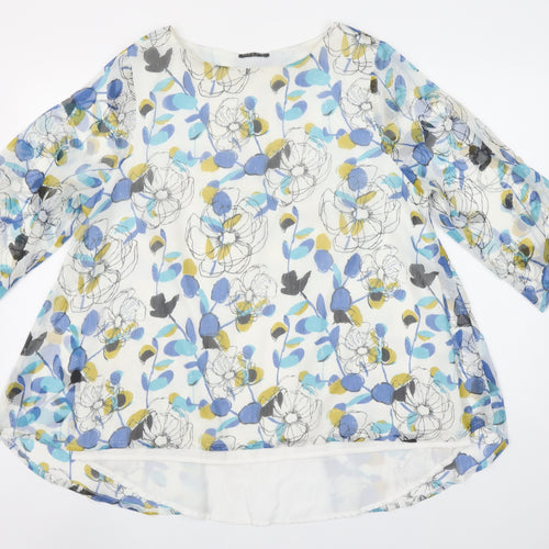 VIZ-A-VIZ Women's Multicoloured Floral Tunic Blouse Size 14 3/4 Sleeve