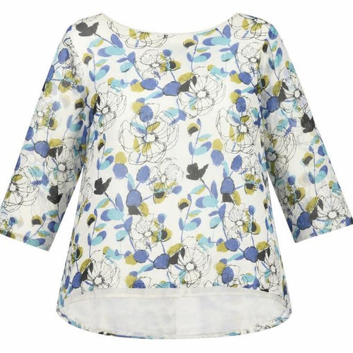 VIZ-A-VIZ Women's Multicoloured Floral Tunic Blouse Size 14 3/4 Sleeve