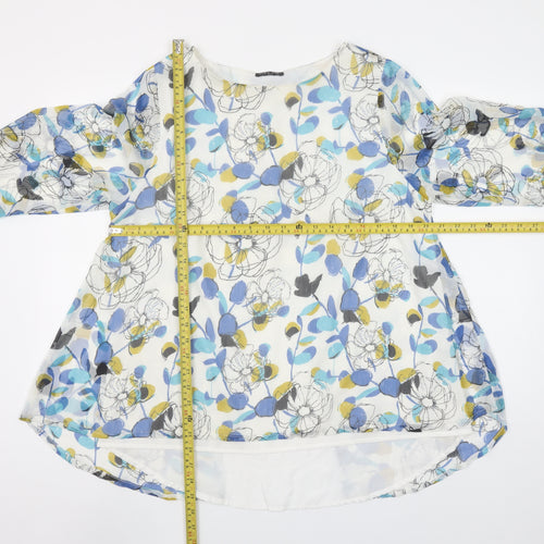 VIZ-A-VIZ Women's Multicoloured Floral Tunic Blouse Size 14 3/4 Sleeve