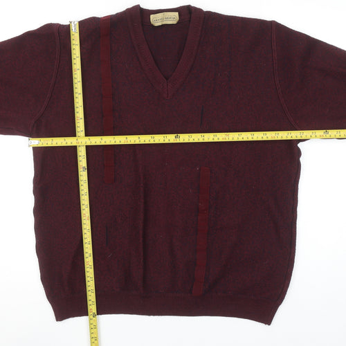Franco Bencini Mens Red XL V-Neck Wool Blend Jumper