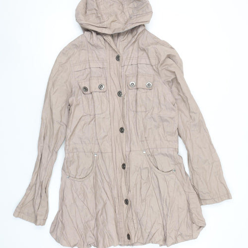 New Look Women’s Beige Hooded Parka Jacket Size 10 Cotton Blend